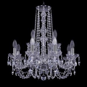 Изображение товара Подвесная люстра Bohemia 1402/8+4/195/h-60/Ni классика с хрусталем и 12 лампами