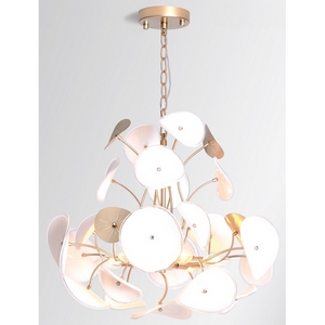 Изображение товара Подвесная люстра Rivoli Albertina 4124-306 стиль модерн 6 ламп белый стекло золото