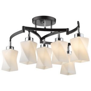 Изображение товара Потолочная люстра Velante 271-127-06 модерн с 6 цоколями E27 стекло хром Венге