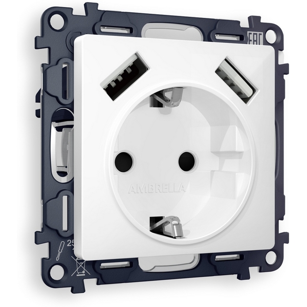 Комплект механизма Ambrella Volt электрической розетки ALFA MA109010 Белый глянец 2USB A+A 18W быстрая зарядка с заземлением и шторками 2P+E 16A-250V QUANT, Quant MA109010
Комплект механизма Ambrella Volt электрической розетки ALFA MA109010 Белый глянец 2USB A+A 18W быстрая зарядка с заземлением и шторками 2P+E 16A-250V QUANT, Quant MA109010