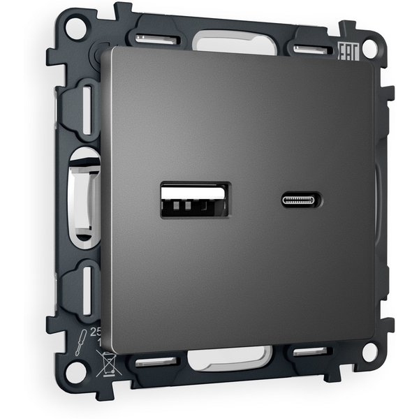 Комплект механизма Ambrella Volt розетки ALFA MA661010 Антрацит серый 2USB A+C 20W быстрая зарядка QUANT, Quant MA661010
Комплект механизма Ambrella Volt розетки ALFA MA661010 Антрацит серый 2USB A+C 20W быстрая зарядка QUANT, Quant MA661010