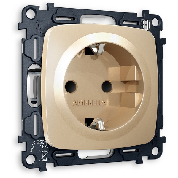 Комплект механизма Ambrella Volt электрической розетки OMEGA MO607010 Шампань с заземлением и шторками 2P+E 16A-250V QUANT, Quant MO607010
Комплект механизма Ambrella Volt электрической розетки OMEGA MO607010 Шампань с заземлением и шторками 2P+E 16A-250V QUANT, Quant MO607010