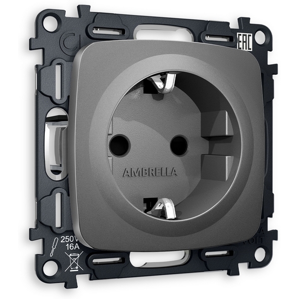 Комплект механизма Ambrella Volt электрической розетки OMEGA MO657010 Антрацит серый с заземлением и шторками 2P+E 16A-250V QUANT, Quant MO657010
Комплект механизма Ambrella Volt электрической розетки OMEGA MO657010 Антрацит серый с заземлением и шторками 2P+E 16A-250V QUANT, Quant MO657010