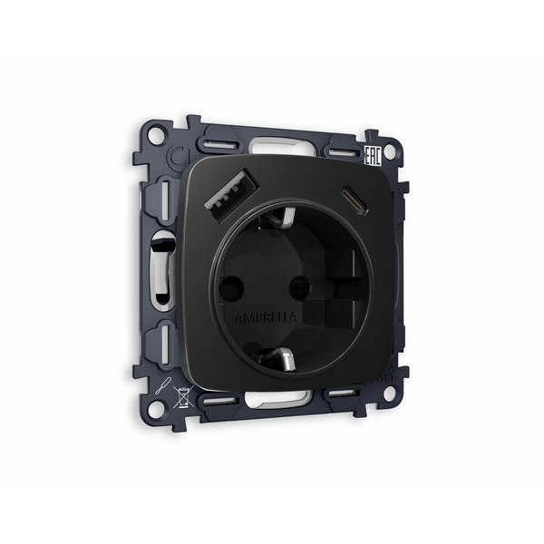 Комплект механизма Ambrella Volt электрической розетки OMEGA MO810010 Черный матовый 2USB A+C 20W быстрая зарядка с заземлением и шторками 2P+E 16A-250V QUANT, Quant MO810010
Комплект механизма Ambrella Volt электрической розетки OMEGA MO810010 Черный матовый 2USB A+C 20W быстрая зарядка с заземлением и шторками 2P+E 16A-250V QUANT, Quant MO810010