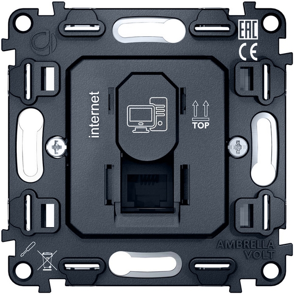 Механизм компьютерной розетки Ambrella Volt RJ-45 (8P8C) CAT6 1000 Base-T с автоматической защитной шторкой QUANT VM188, Серый, Quant VM188
Механизм компьютерной розетки Ambrella Volt RJ-45 (8P8C) CAT6 1000 Base-T с автоматической защитной шторкой QUANT VM188, Серый, Quant VM188