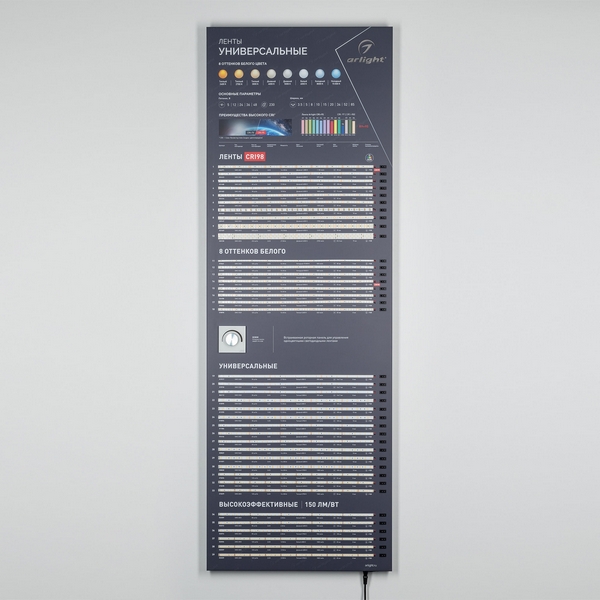Стенд Ленты Универсальные RT-LUX-E1-1760x600mm (v.2, DB 3мм, пленка, подсветка) (Arlight) 000905(1), 000905(1)
Стенд Ленты Универсальные RT-LUX-E1-1760x600mm (v.2, DB 3мм, пленка, подсветка) (Arlight) 000905(1), 000905(1)