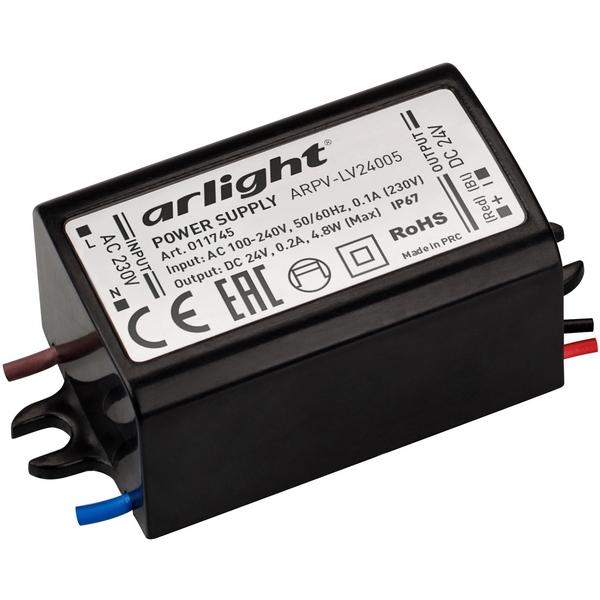 Блок питания ARPV-LV24005 (24V, 0.2A, 5W) (Arlight, IP67 Пластик, 2 года) 011745, Черный, ARPV-LV 011745
Блок питания ARPV-LV24005 (24V, 0.2A, 5W) (Arlight, IP67 Пластик, 2 года) 011745, Черный, ARPV-LV 011745