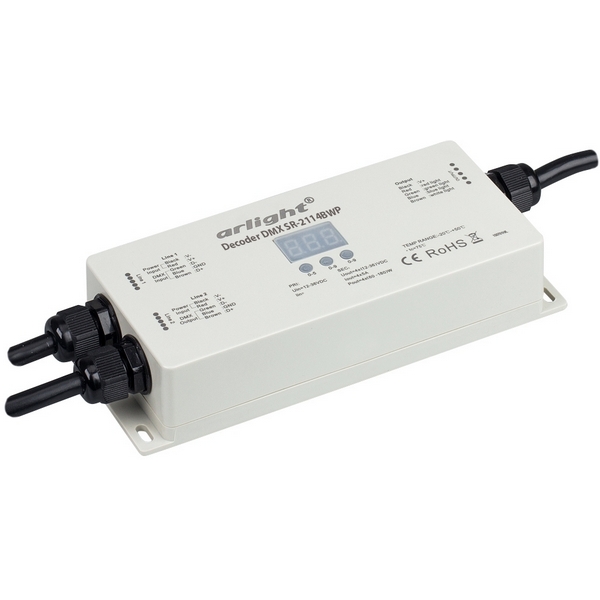 Декодер DMX SR-2114BWP (12-36V, 4x700mA) (IP67 Пластик) 019065 (Arlight), Белый, 19065
Декодер DMX SR-2114BWP (12-36V, 4x700mA) (IP67 Пластик) 019065 (Arlight), Белый, 19065