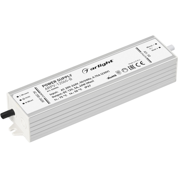 Блок питания ARPV-12060-B (12V, 5.0A, 60W) (Arlight, IP67 Металл, 3 года) 020006, Серый, ARPV 020006
Блок питания ARPV-12060-B (12V, 5.0A, 60W) (Arlight, IP67 Металл, 3 года) 020006, Серый, ARPV 020006