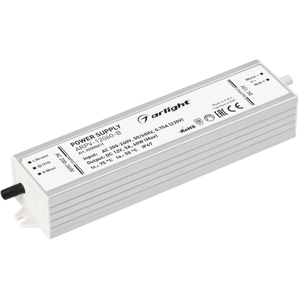 Блок питания ARPV-12060-B (12V, 5.0A, 60W) (Arlight, IP67 Металл, 3 года) 020006(1), ARPV 020006(1)
Блок питания ARPV-12060-B (12V, 5.0A, 60W) (Arlight, IP67 Металл, 3 года) 020006(1), ARPV 020006(1)