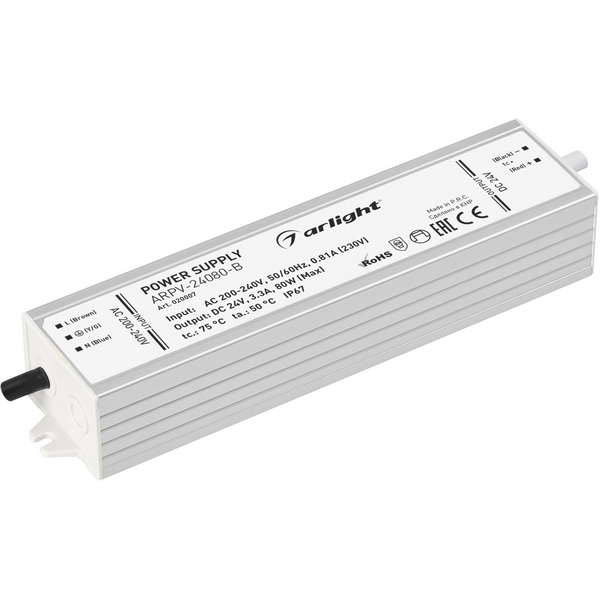 Блок питания ARPV-24080-B (24V, 3.3A, 80W) (Arlight, IP67 Металл, 3 года) 020007, Серый, ARPV 020007
Блок питания ARPV-24080-B (24V, 3.3A, 80W) (Arlight, IP67 Металл, 3 года) 020007, Серый, ARPV 020007