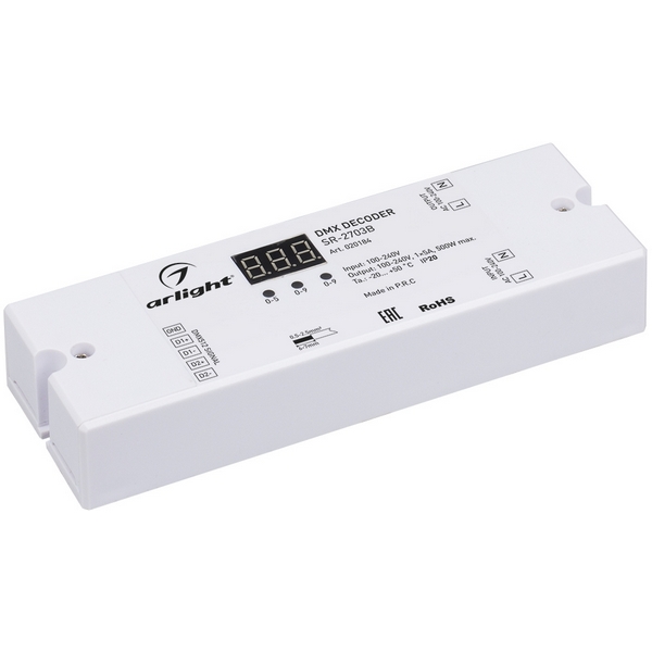 Декодер DMX SR-2703B (220V, 500W) (Arlight, IP20 Пластик, 3 года) 020184, Белый, 020184
Декодер DMX SR-2703B (220V, 500W) (Arlight, IP20 Пластик, 3 года) 020184, Белый, 020184