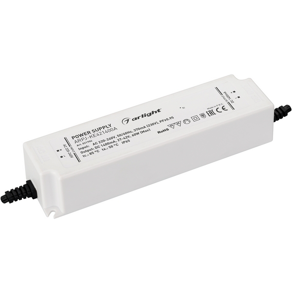 Блок питания ARPJ-KE421400A (60W, 1400mA, PFC) (Arlight, IP65 Пластик) 021904, Белый, 021904
Блок питания ARPJ-KE421400A (60W, 1400mA, PFC) (Arlight, IP65 Пластик) 021904, Белый, 021904