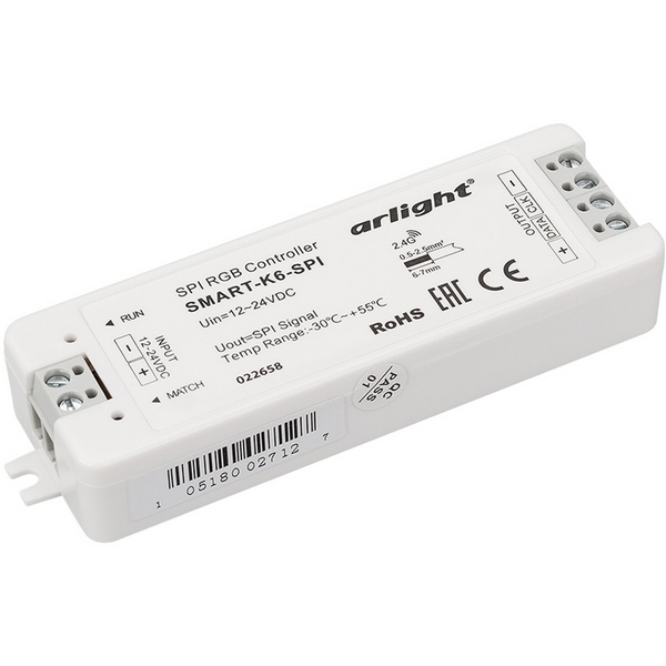 Контроллер SMART-K6-SPI (12-24V, 2.4G) (IP20 Пластик) Arlight 022658, Белый, 22658
Контроллер SMART-K6-SPI (12-24V, 2.4G) (IP20 Пластик) Arlight 022658, Белый, 22658