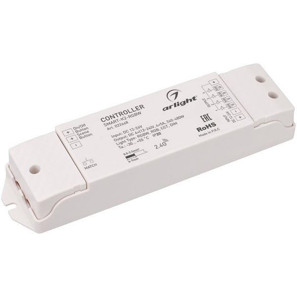Контроллер SMART-K2-RGBW (12-24V, 4x5A, 2.4G) (Arlight, IP20 Пластик, 5 лет) 022668, Белый, 022668
Контроллер SMART-K2-RGBW (12-24V, 4x5A, 2.4G) (Arlight, IP20 Пластик, 5 лет) 022668, Белый, 022668