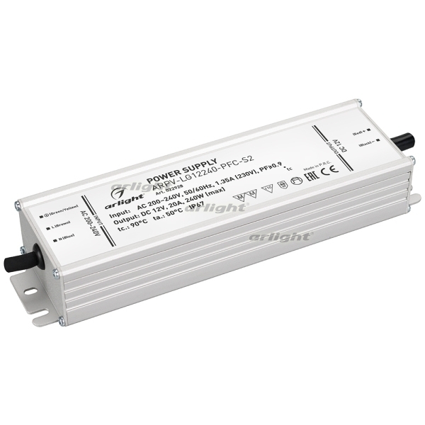 Блок питания ARPV-LG12240-PFC-S2 (12V, 20.0A, 240W) (IP67 Металл) 022928 (Arlight), Серый, ARPV 22928
Блок питания ARPV-LG12240-PFC-S2 (12V, 20.0A, 240W) (IP67 Металл) 022928 (Arlight), Серый, ARPV 22928