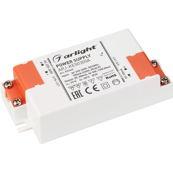 Блок питания ARJ-KE50300A (15W, 300mA, PFC) (Arlight, IP20 Пластик, 5 лет) 023445, Белый, ARJ 023445
Блок питания ARJ-KE50300A (15W, 300mA, PFC) (Arlight, IP20 Пластик, 5 лет) 023445, Белый, ARJ 023445