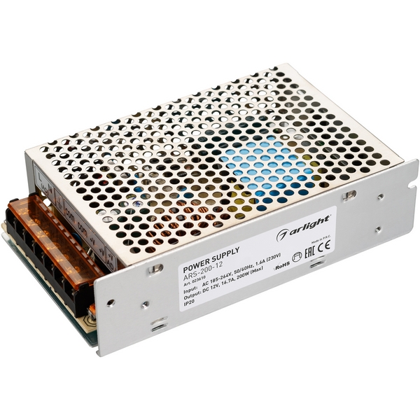 Блок питания ARS-200-12 (12V, 16.7A, 200W) (Arlight, IP20 Сетка, 2 года) 023610, Серый, ARS 023610
Блок питания ARS-200-12 (12V, 16.7A, 200W) (Arlight, IP20 Сетка, 2 года) 023610, Серый, ARS 023610