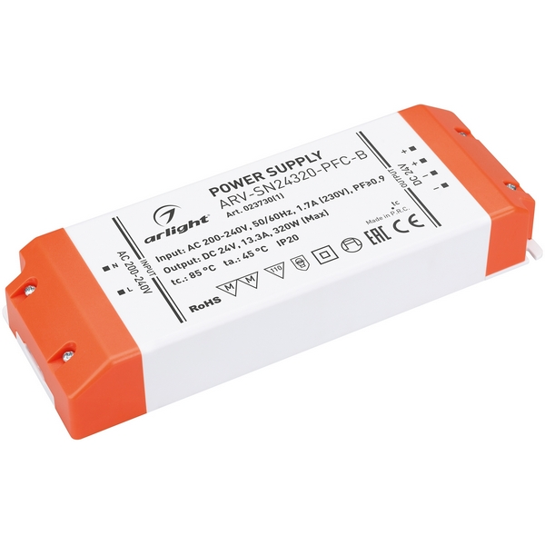 Блок питания ARV-SN24320-PFC-B (24V, 13.3A, 320W) (Arlight, IP20 Пластик, 3 года) 023730(1), ARV-SN 023730(1)
Блок питания ARV-SN24320-PFC-B (24V, 13.3A, 320W) (Arlight, IP20 Пластик, 3 года) 023730(1), ARV-SN 023730(1)