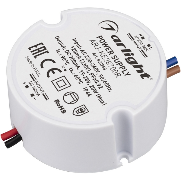 Блок питания ARJ-KE28700R (20W, 700mA, PFC) (Arlight, IP44 Пластик, 5 лет) 023760, Белый, ARJ 023760
Блок питания ARJ-KE28700R (20W, 700mA, PFC) (Arlight, IP44 Пластик, 5 лет) 023760, Белый, ARJ 023760