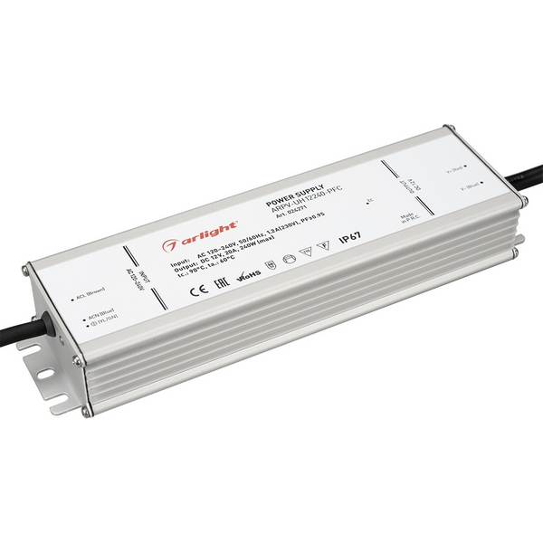 Блок питания ARPV-UH12240-PFC (12V, 20.0A, 240W) (IP67 Металл) Arlight ARPV 024271, Серый, ARPV 24271
Блок питания ARPV-UH12240-PFC (12V, 20.0A, 240W) (IP67 Металл) Arlight ARPV 024271, Серый, ARPV 24271