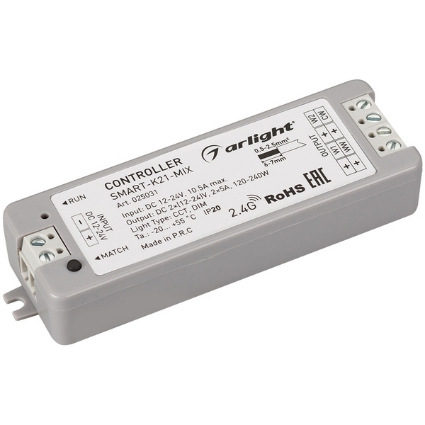 Контроллер SMART-K21-MIX (12-24V, 2x5A, 2.4G) (Arlight, IP20 Пластик, 5 лет) 025031, Серый, 025031
Контроллер SMART-K21-MIX (12-24V, 2x5A, 2.4G) (Arlight, IP20 Пластик, 5 лет) 025031, Серый, 025031
