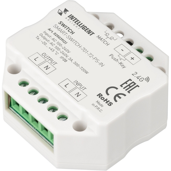 INTELLIGENT ARLIGHT Релейный модуль SMART-SWITCH-701-72-PS-IN (230V, 1x3A, 2.4G) (IARL, IP20 Пластик, 5 лет) 025039(2) Arlight, 025039(2)
INTELLIGENT ARLIGHT Релейный модуль SMART-SWITCH-701-72-PS-IN (230V, 1x3A, 2.4G) (IARL, IP20 Пластик, 5 лет) 025039(2) Arlight, 025039(2)