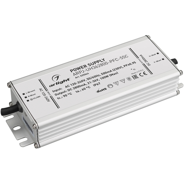 Блок питания ARPJ-UH362800-PFC-55C (100W, 2.8A) (IP67 Металл) Arlight ARPJ 025044, Серый, ARPJ 25044
Блок питания ARPJ-UH362800-PFC-55C (100W, 2.8A) (IP67 Металл) Arlight ARPJ 025044, Серый, ARPJ 25044