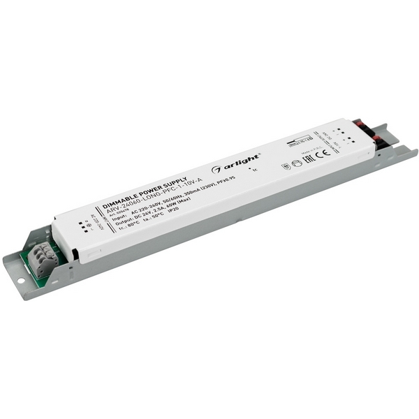 Блок питания ARV-24060-LONG-PFC-1-10V-A (24V, 2.5A, 60W) (IP20 Металл) 025478 (Arlight), Серый, ARV 25478
Блок питания ARV-24060-LONG-PFC-1-10V-A (24V, 2.5A, 60W) (IP20 Металл) 025478 (Arlight), Серый, ARV 25478