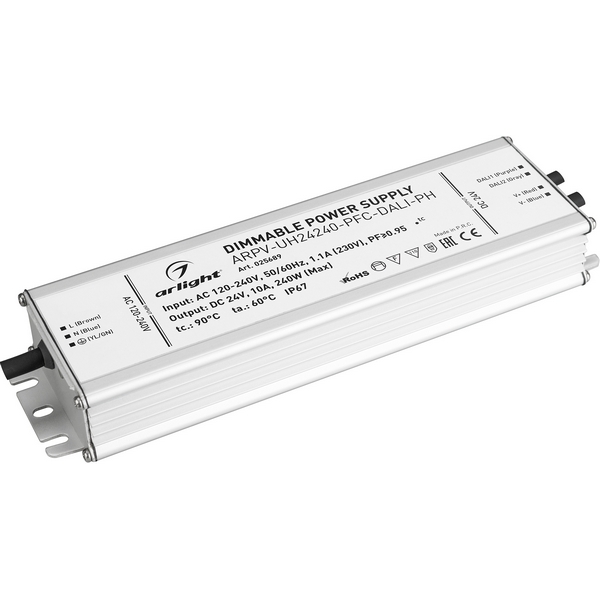 Блок питания ARPV-UH24240-PFC-DALI-PH (24V, 10.0A, 240W) (IP67 Металл) Arlight ARPV 025689, Серый, ARPV 25689
Блок питания ARPV-UH24240-PFC-DALI-PH (24V, 10.0A, 240W) (IP67 Металл) Arlight ARPV 025689, Серый, ARPV 25689