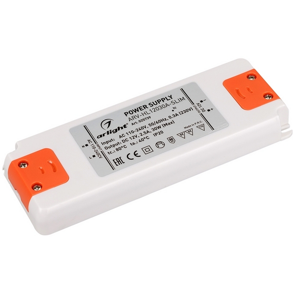 Блок питания ARV-HL12030A-Slim (12V, 2.5A, 30W) (IP20 Пластик) Arlight ARV 025739, Белый, ARV 25739
Блок питания ARV-HL12030A-Slim (12V, 2.5A, 30W) (IP20 Пластик) Arlight ARV 025739, Белый, ARV 25739