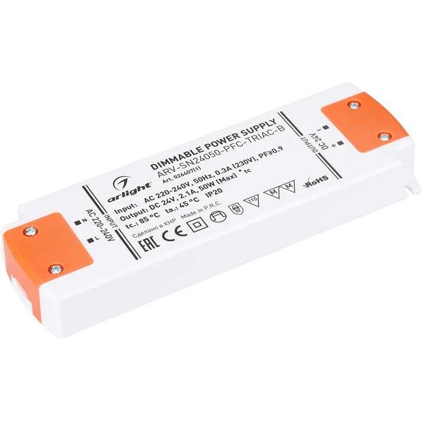 Блок питания ARV-SN24050-PFC-TRIAC-B (24V, 2.1A, 50W) (Arlight, IP20 Пластик, 3 года) 026407(1), ARV-SN 026407(1)
Блок питания ARV-SN24050-PFC-TRIAC-B (24V, 2.1A, 50W) (Arlight, IP20 Пластик, 3 года) 026407(1), ARV-SN 026407(1)