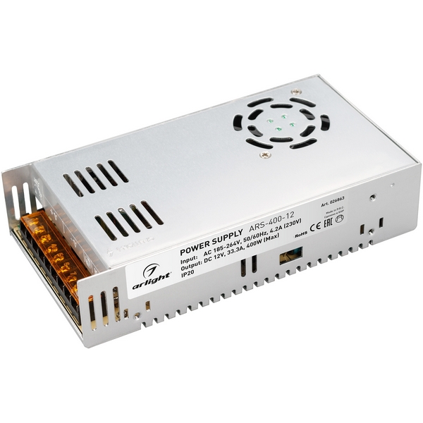 Блок питания ARS-400-12 (12V, 33.3A, 400W) (Arlight, IP20 Сетка, 2 года) 026863, Серый, ARS 026863
Блок питания ARS-400-12 (12V, 33.3A, 400W) (Arlight, IP20 Сетка, 2 года) 026863, Серый, ARS 026863