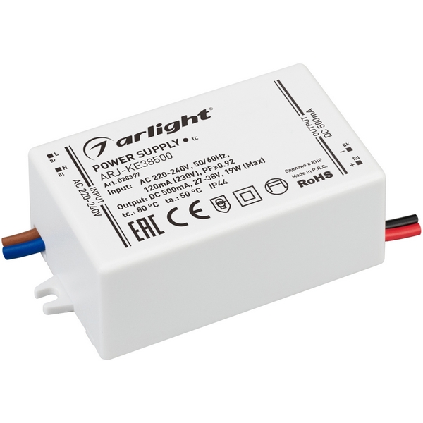 Блок питания ARJ-KE38500 (19W, 500mA, PFC) (Arlight, IP44 Пластик, 5 лет) 028397, Белый, ARJ 028397
Блок питания ARJ-KE38500 (19W, 500mA, PFC) (Arlight, IP44 Пластик, 5 лет) 028397, Белый, ARJ 028397