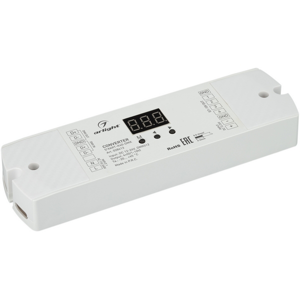 Конвертер SMART-K40-DMX (12-24V, 0/1-10V) (Arlight, IP20 Пластик, 5 лет) 028413, Белый, 028413
Конвертер SMART-K40-DMX (12-24V, 0/1-10V) (Arlight, IP20 Пластик, 5 лет) 028413, Белый, 028413