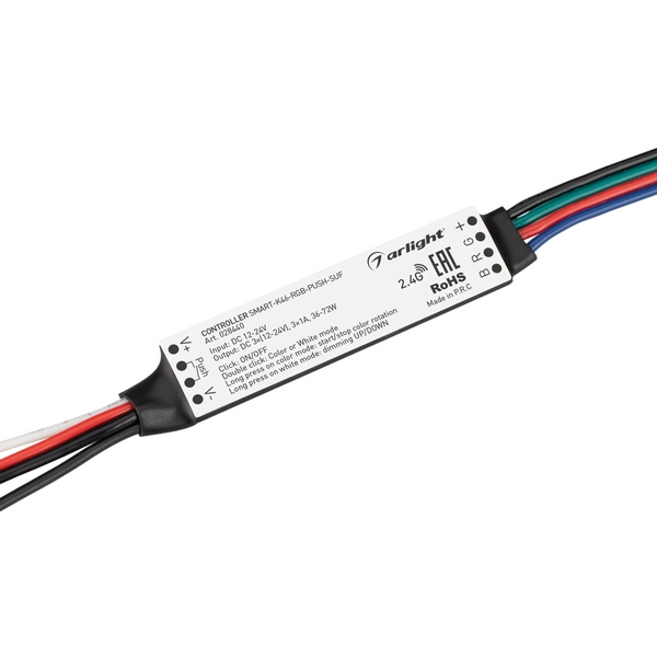 Контроллер SMART-K46-RGB-PUSH-SUF (12-24V, 3x1A, 2.4G) (Arlight, Пластик) 028440, Черный, 028440
Контроллер SMART-K46-RGB-PUSH-SUF (12-24V, 3x1A, 2.4G) (Arlight, Пластик) 028440, Черный, 028440