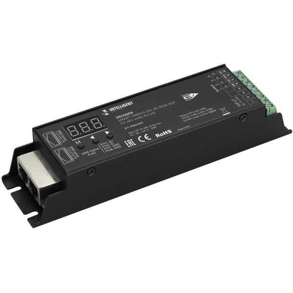 INTELLIGENT ARLIGHT Декодер SMART-DMX512-304-83-RDM-SUF Black (12-48V, 4x8A, RJ-45) (IARL, IP20 Металл, 5 лет) 028444(1) Arlight, 028444(1)
INTELLIGENT ARLIGHT Декодер SMART-DMX512-304-83-RDM-SUF Black (12-48V, 4x8A, RJ-45) (IARL, IP20 Металл, 5 лет) 028444(1) Arlight, 028444(1)