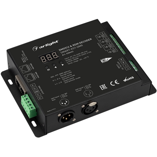 Декодер SMART-K57-DMX (230V, 4x2A, XLR3) (Arlight, IP20 Металл, 5 лет) 028453, Черный, 028453
Декодер SMART-K57-DMX (230V, 4x2A, XLR3) (Arlight, IP20 Металл, 5 лет) 028453, Черный, 028453
