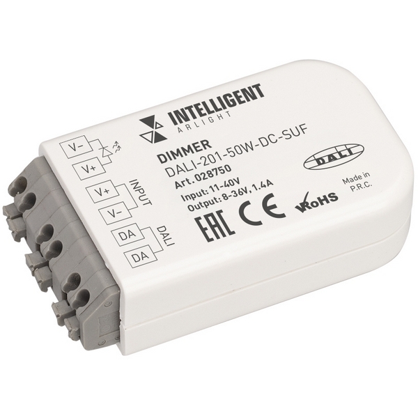 INTELLIGENT Диммер DALI-201-50W-DC-SUF (11-50V DC, 1400mА) (IARL, IP20 Пластик, 3 года) 028750 Arlight, 028750
INTELLIGENT Диммер DALI-201-50W-DC-SUF (11-50V DC, 1400mА) (IARL, IP20 Пластик, 3 года) 028750 Arlight, 028750