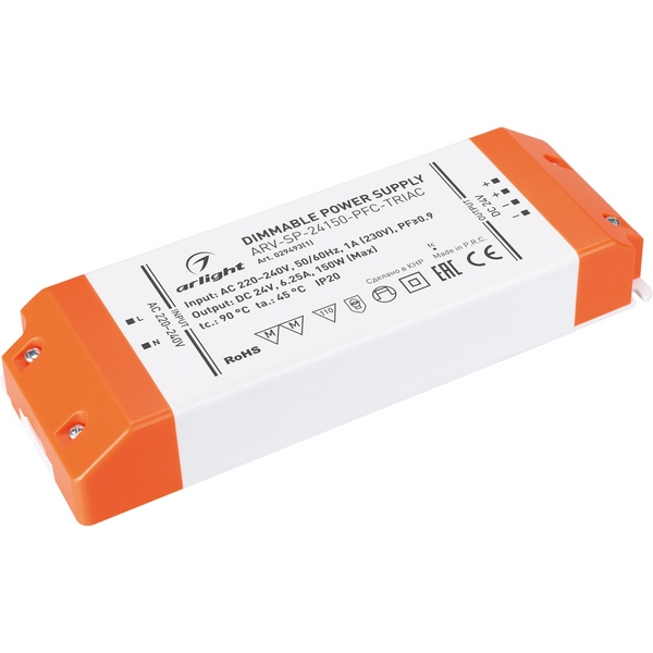 Блок питания ARV-SP-24150-PFC-TRIAC (24V, 6.25A, 150W) (Arlight, IP20 Пластик, 5 лет) 029493(1), ARV-SP 029493(1)
Блок питания ARV-SP-24150-PFC-TRIAC (24V, 6.25A, 150W) (Arlight, IP20 Пластик, 5 лет) 029493(1), ARV-SP 029493(1)
