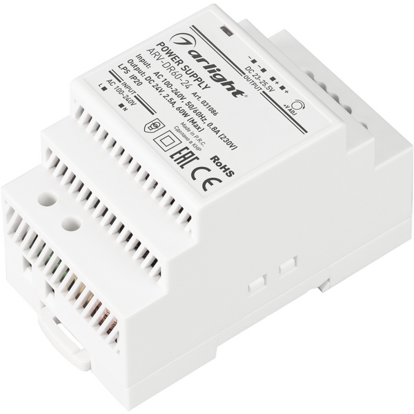 Блок питания ARV-DR60-24 (24V, 2.5A, 60W) (Arlight, IP20 DIN-рейка) 031086, Белый, ARV 031086
Блок питания ARV-DR60-24 (24V, 2.5A, 60W) (Arlight, IP20 DIN-рейка) 031086, Белый, ARV 031086