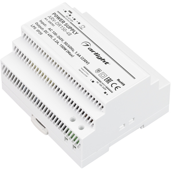 Блок питания ARV-DR150-48 (48V, 3.2A, 150W) (Arlight, IP20 DIN-рейка) 035701, ARV 035701
Блок питания ARV-DR150-48 (48V, 3.2A, 150W) (Arlight, IP20 DIN-рейка) 035701, ARV 035701