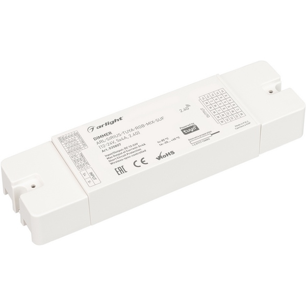 Диммер ARL-SIRIUS-TUYA-RGB-MIX-SUF (12-24V, 5x4A, 2.4G) (Arlight, IP20 Пластик, 3 года) 035807, 035807
Диммер ARL-SIRIUS-TUYA-RGB-MIX-SUF (12-24V, 5x4A, 2.4G) (Arlight, IP20 Пластик, 3 года) 035807, 035807