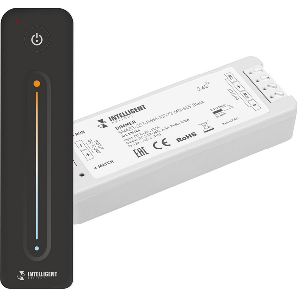 INTELLIGENT Диммер SMART-SET-PWM-102-72-MIX-SUF Black (12-24V, 2x5A, ПДУ LINE, 2.4G) (IARL, IP20 Пластик, 5 лет) 036186 Arlight, 036186
INTELLIGENT Диммер SMART-SET-PWM-102-72-MIX-SUF Black (12-24V, 2x5A, ПДУ LINE, 2.4G) (IARL, IP20 Пластик, 5 лет) 036186 Arlight, 036186