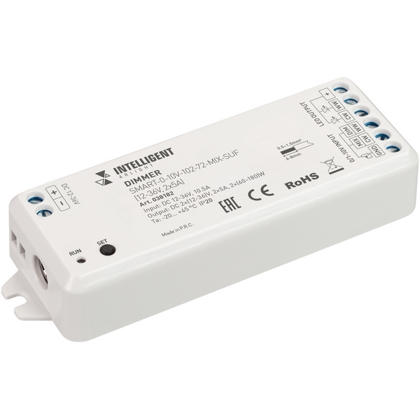 INTELLIGENT Диммер SMART-0-10V-102-72-MIX-SUF (12-36V, 2x5A) (IARL, IP20 Пластик, 5 лет) 038182 Arlight, 038182
INTELLIGENT Диммер SMART-0-10V-102-72-MIX-SUF (12-36V, 2x5A) (IARL, IP20 Пластик, 5 лет) 038182 Arlight, 038182