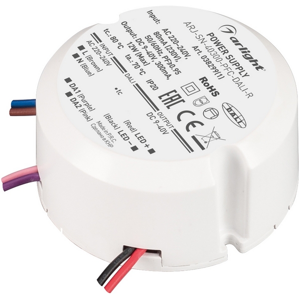 Блок питания ARJ-SN-40300-PFC-DALI-R (12W, 9-40V, 0.3A) (Arlight, IP20 Пластик, 3 года) 038299(1), ARJ 038299(1)
Блок питания ARJ-SN-40300-PFC-DALI-R (12W, 9-40V, 0.3A) (Arlight, IP20 Пластик, 3 года) 038299(1), ARJ 038299(1)