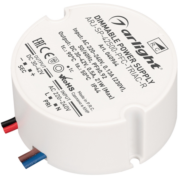 Блок питания ARJ-SP-42500-PFC-TRIAC-R (21W, 30-42V, 500mA) (Arlight, IP44 Пластик, 5 лет) 040964, ARJ 040964
Блок питания ARJ-SP-42500-PFC-TRIAC-R (21W, 30-42V, 500mA) (Arlight, IP44 Пластик, 5 лет) 040964, ARJ 040964