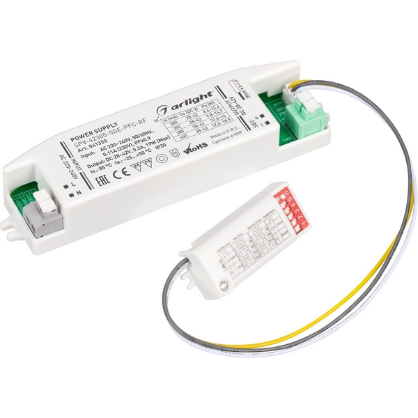 Блок питания SPV-42300-SDE-PFC (19W, 28-42V, 300mA, 5.8GHz) (Arlight, IP20 Пластик, 5 лет) 041355, 041355
Блок питания SPV-42300-SDE-PFC (19W, 28-42V, 300mA, 5.8GHz) (Arlight, IP20 Пластик, 5 лет) 041355, 041355