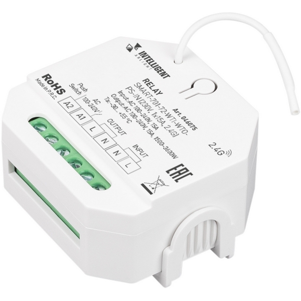 INTELLIGENT ARLIGHT Релейный модуль SMART-701-72-WTI-WTO-PS-IN (230V, 1x15A, 2.4G) (IARL, IP20 Пластик, 5 лет) 046075 Arlight, 046075
INTELLIGENT ARLIGHT Релейный модуль SMART-701-72-WTI-WTO-PS-IN (230V, 1x15A, 2.4G) (IARL, IP20 Пластик, 5 лет) 046075 Arlight, 046075