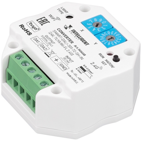 INTELLIGENT ARLIGHT Конвертер SMART-DALI-301-72-SH-IN (24V, TUYA Wi-Fi, 2.4G) (IARL, IP20 Пластик, 5 лет) 046468 Arlight, 046468
INTELLIGENT ARLIGHT Конвертер SMART-DALI-301-72-SH-IN (24V, TUYA Wi-Fi, 2.4G) (IARL, IP20 Пластик, 5 лет) 046468 Arlight, 046468